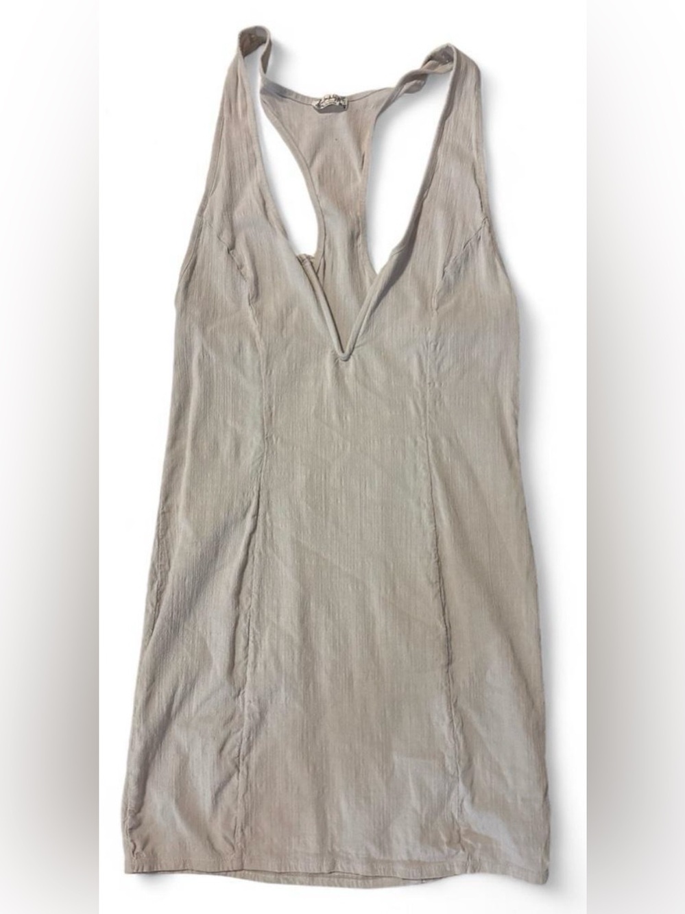 Free People Beige Mini Dress with V-Neck